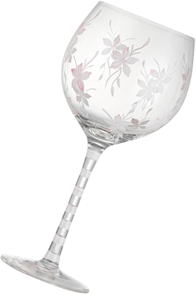 Hand Painted Red Wine Glass Feathered/Flower Pattern Champagne Cup for Restaurant Large Capacity Glassware Hand Daubed Wine Glass by Unknown