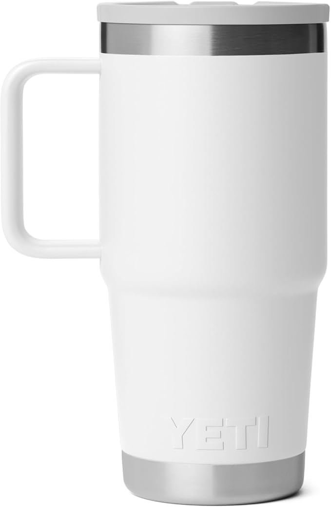 YETI Rambler 20 oz Travel Mug with Flip Straw Lid – Stainless Steel, Vacuum Insulated, Leakproof, Cup Holder Friendly, White - Image 5