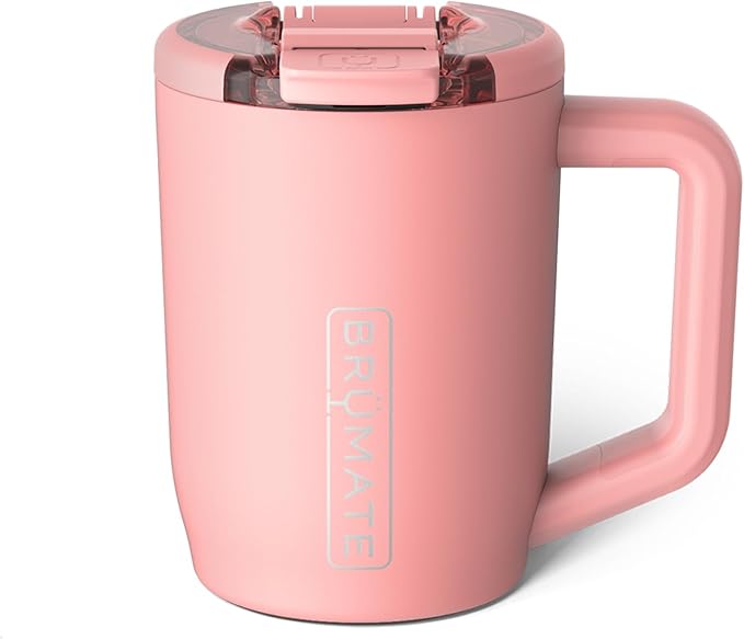BrüMate Müv - 15oz 100% Leak Proof Insulated Coffee Mug with Handle & Lid - Stainless Steel Coffee Travel Mug - Double Walled Coffee Cup (Guava) by Br%C3%BCMate