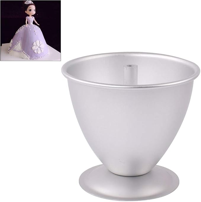Princess Doll Dress 8 Inch Cake Pan, Made of Food Grade Aluminum, Anodized Surface, Brushed and Matte, Tempting Large Curved Cake (Silver) - Image 7