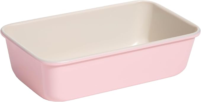 Paris Hilton Nonstick Carbon Steel Bakeware Collection, 9-Inch x 5-Inch Loaf Pan, Dishwasher Safe, Made without PFOA and PFAS, Pink Cream Two-Tone by TheWorldofParisHilton