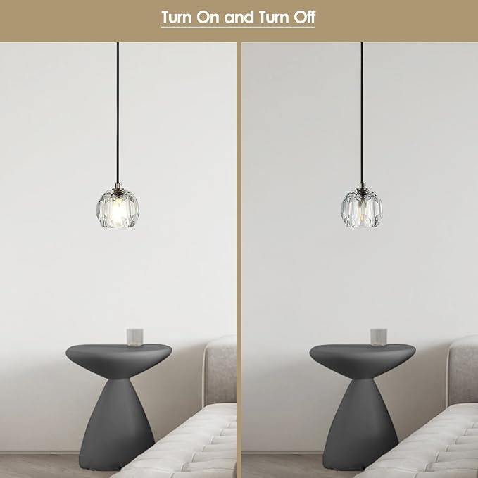 Modern Pendant Light Fixture, Prism Crystal Small Pendant Light for Kitchen Island, Black Crystal Single Pendant Lighting for Dining Room Bedroom - Image 5