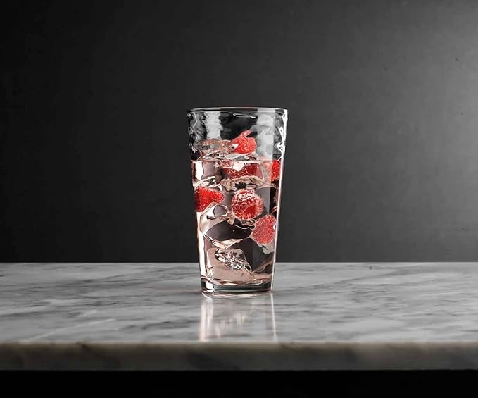 Glaver's Hammered Glass Cups. Cocktail Drinking Glasses Set of 6 Tall Kitchen Glasses, 17 oz Water Glassware For Bar, Juice, Beer, Iced Tea, Everyday Cordial Glasses Drinkware. - Image 5