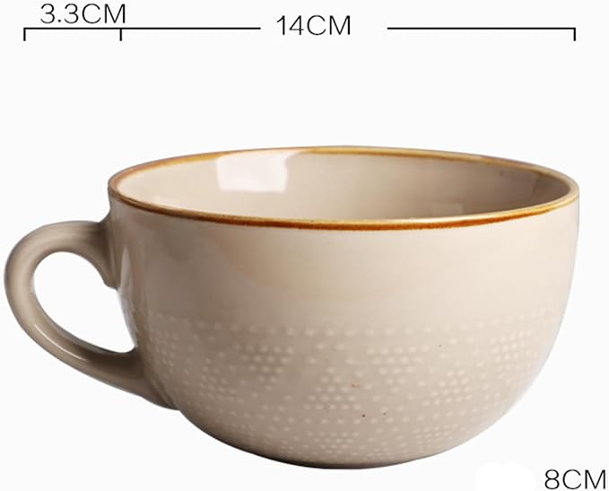 Disoza Large Coffee Cup Ceramic Soup Mug with Handles 24 Ounce Oversized Mugs Bowl Porcelain Coffee Tea Cup Beige XXL Cereal Bowls Soups Ramen Salad Bowl Cappuccino Cups Large Soup Bowl - Image 2