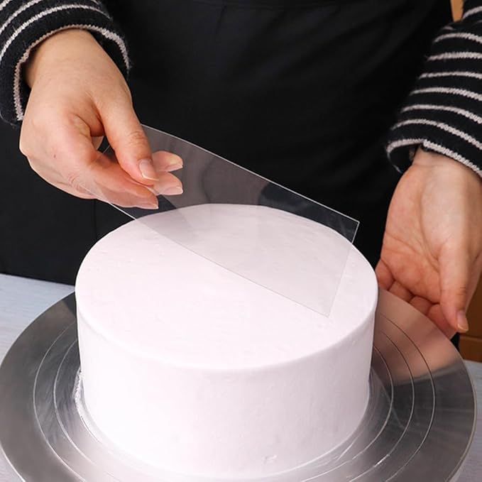 2PCS Cake Smoother Scraper Included 5 Transparent Scrapers, Flexible Plastic Cake Scraper Smoother for Bakery Pastry Cake Decoration Kitchen DIY Baking Tool (White)