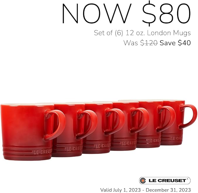 Le Creuset Stoneware Set of 6 London Mugs, 12 oz. Each, Marseille - Image 5
