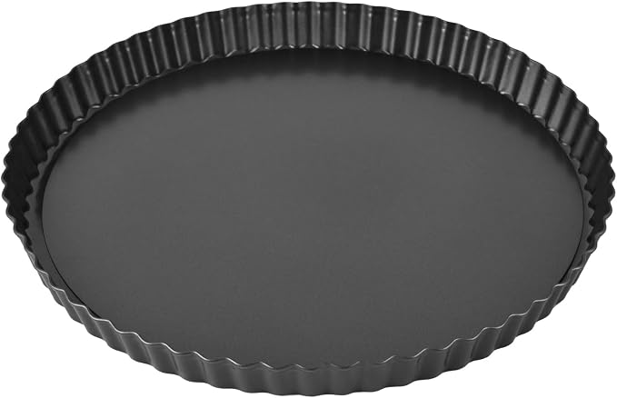 Non Stick Deep Tart Pan with Removable Bottom, Premium Baking Dish for Quiche and Pies, Carbon Steel Material, for Home Bakers and Professionals, 9" ([Thickened] 11-inch live bottom pie plate) - Image 5
