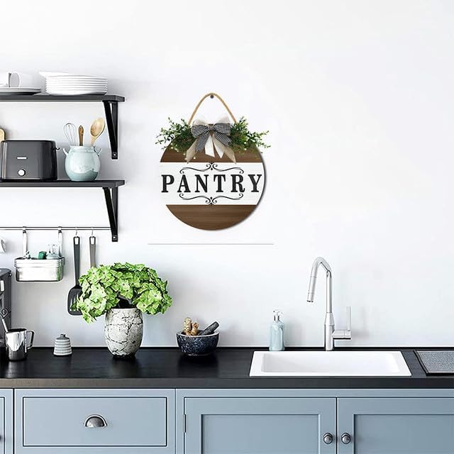 Farmhouse Pantry Signs, Rustic Pantry Room Decor Wooden Decoration with Quotes Pantry Open 24/7 Vintage Decorative Wall Plaque for Home 11" - Image 6