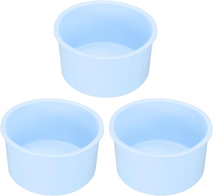 uxcell 3-Piece Round Cake Pans, 4-Inch Silicone Molds for Baking, Nonstick & Quick Release Circle Pans for Layer, Smash & Cheese Cakes - Light Blue by uxcell