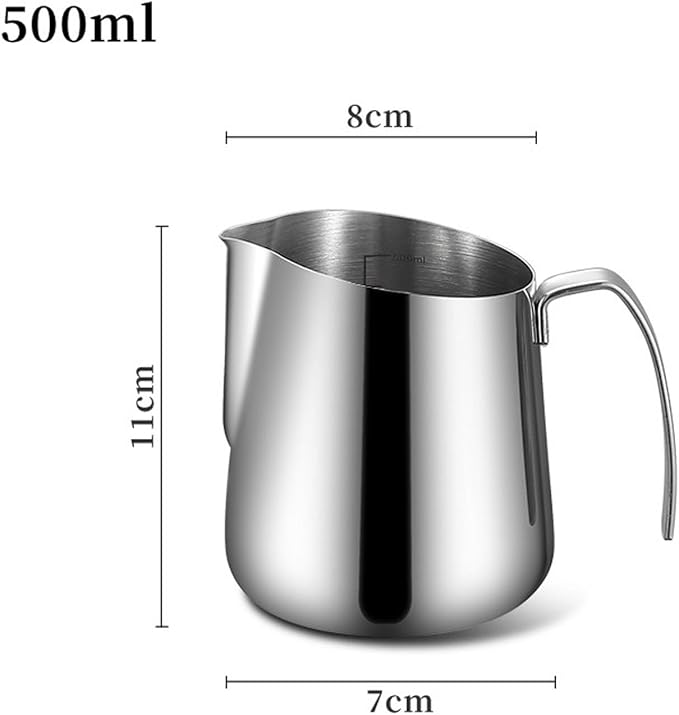 Espresso Milk Pitcher Stainless Steel with Angled Pour Spout, Measurement Marks and Side Handle for Home Coffee Mixing Pour Spout and Grip Handle for Coffee Prep - Image 9