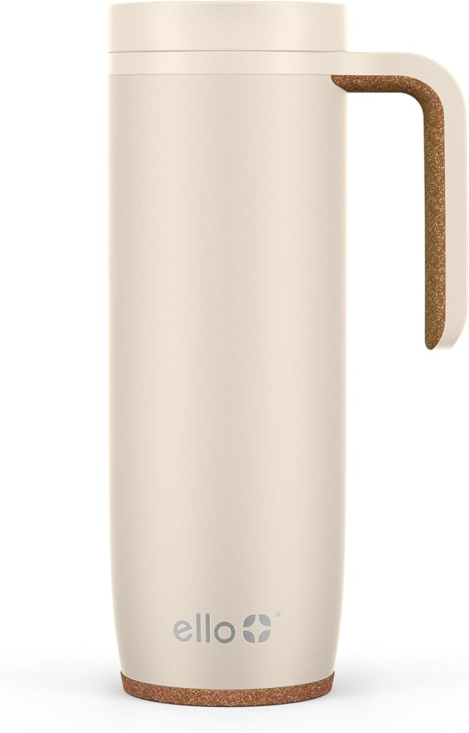Ello Magnet 18oz Vacuum Insulated Stainless Steel Travel Mug with Side Handle and Leak-Proof Slider Lid and Built-in Coaster, Keeps Hot for 5 Hours, Perfect for Coffee or Tea, BPA-Free by Ello