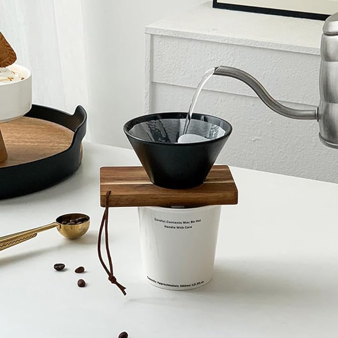 Pour Over Coffee Filter Ceramic Pour Over Coffee Dripper Coffee Maker Reusable Coffee Filter for Travel and Home Use