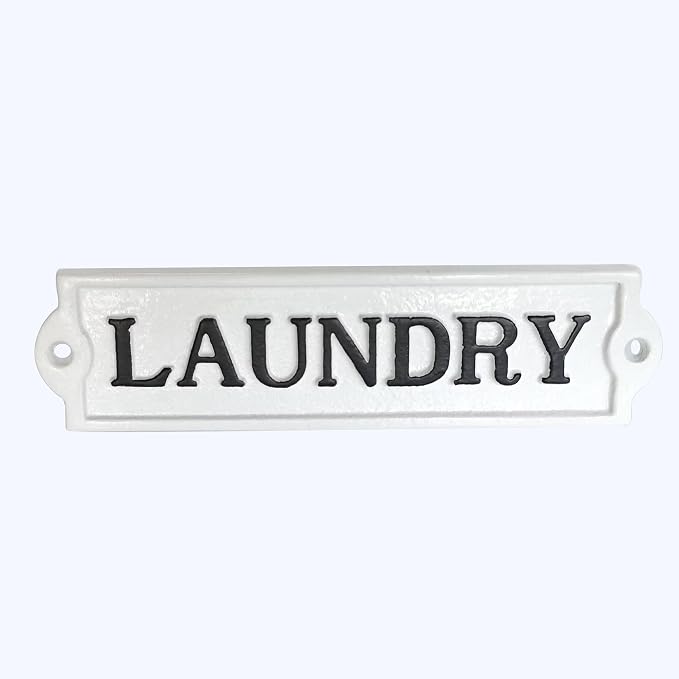 Farmhouse Decor Metal Laundry Signs - Cast Iron Door Room Plaques with "Laundry" by BSTGIFTS