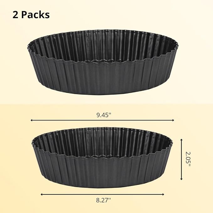 2 Packs Pie Pans, 9 in, 22.8 cm Round Tart Pans with Removable Bottom, Fluted Quiche Pans, Carbon Steel Baking Dish, Non-stick, Easy to Use and Clean - Image 3