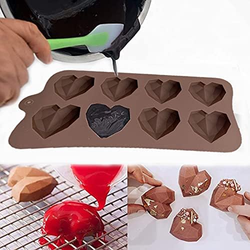 2 Sizes Heart Molds for Chocolate, Diamond Heart Shaped Silicone Mold Fondant Molds for Baking Candy,Cake, Jelly, Chocolate（Medium Small Set) - Image 6