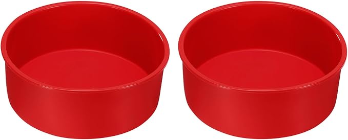 Uxcell 2pcs 6 Inch Round Silicone Cake Pans for Baking, Nonstick & Quick Release Circle Molds for Layer, Smash and Cheese Cake, Red by uxcell