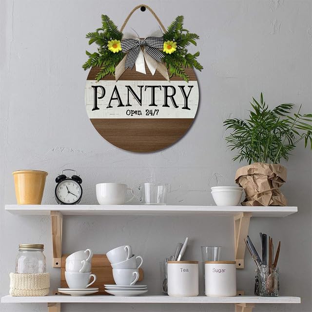 Pantry Wood Sign Decor, Home Pantry Room Door Wall Decor for Kitchen Farmhouse Restaurant Decoration for Holiday Home Shop Farmhouse Window 11" - Image 4