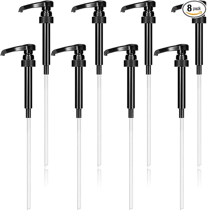 Lavandi 8pcs Syrup Pumps,Coffee Syrup Pump Dispenser Fits 750ml-25.4 oz Bottles,Replacement Syrup Bottle Pump Dispenser for Flavorings Creamer (Black)