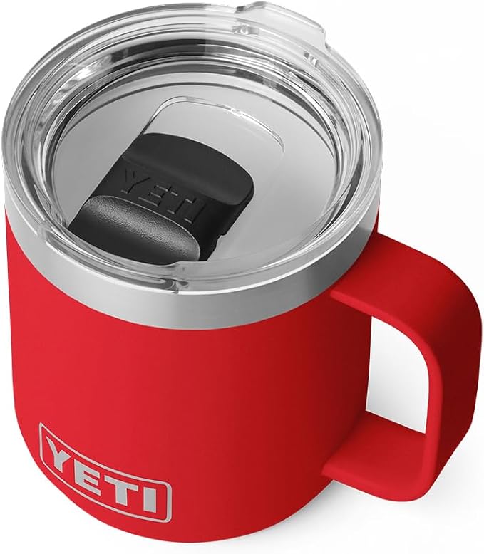 YETI Rambler 10 oz Ceramic Lined Stackable Mug, Vacuum Insulated, Stainless Steel with MagSlider Lid, Rescue Red by YETI