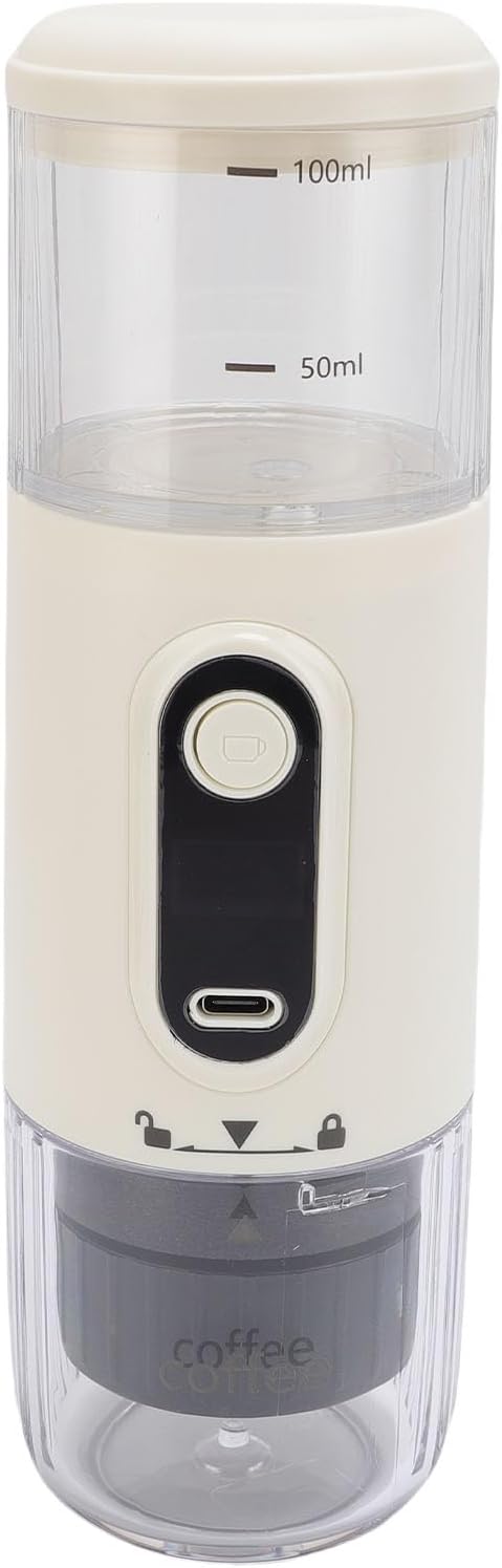GOTOTOP Portable Coffee Machine, ABS Travel Coffee Maker with 2500mAh Rechargeable Battery, Capsule and Ground Compatible, 100ml for Camping Hiking Car Office (White) - Image 2