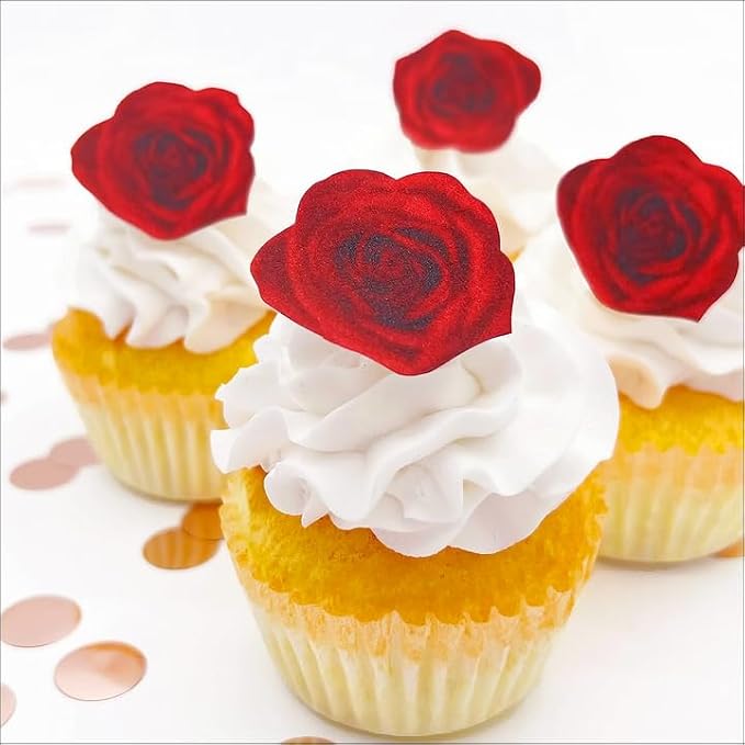 Sugar Robot -Red Roses - Edible leaves for cake decorating - Premium Crafted - Made in the USA Cake -Set of 15 - Image 2