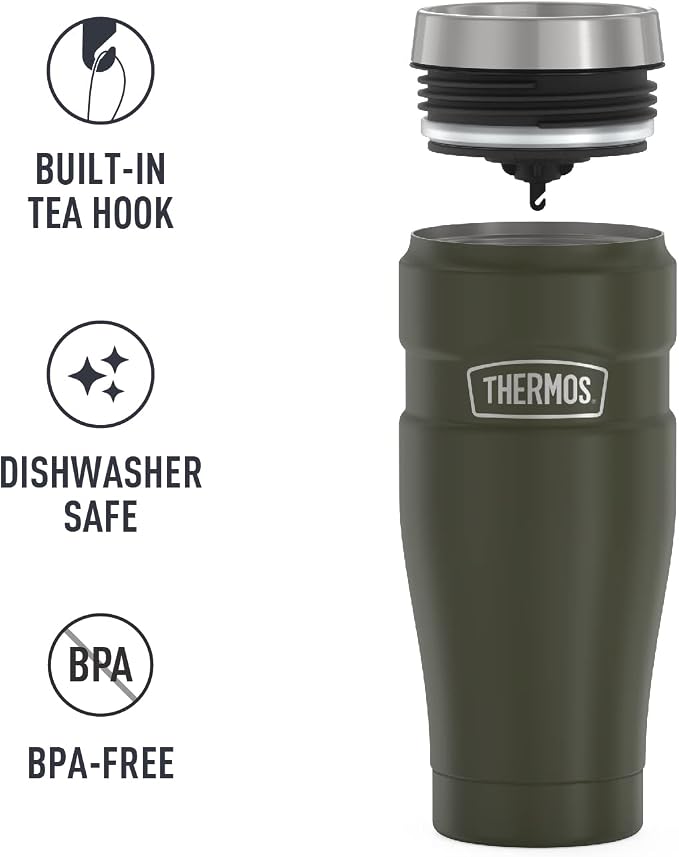 THERMOS Stainless King Vacuum-Insulated Travel Tumbler, 16 Ounce, Army Green (Pack of 4) - Image 5