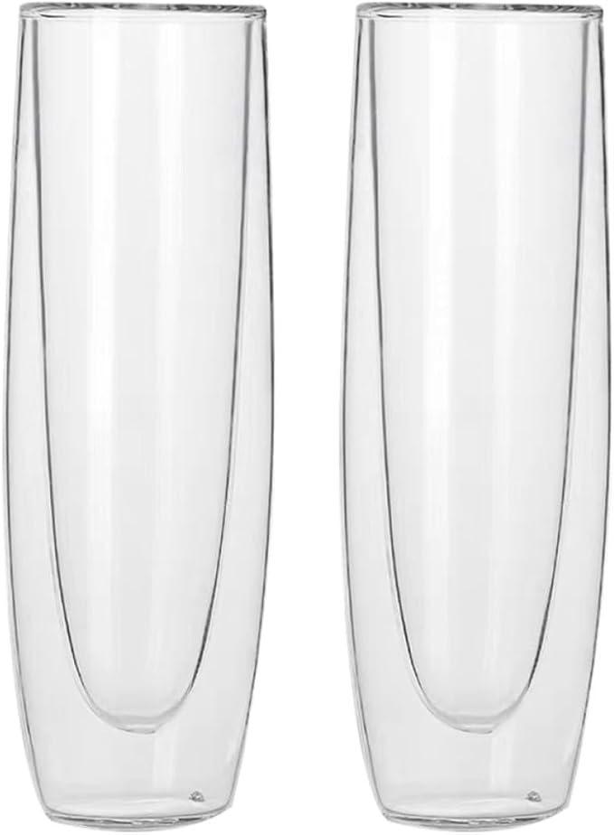 Sosoport 2pcs Double Wall Wine Glasses Made of High Borosilicate Glass, Elegant 150ml Red Wine Cups for Valentine's Day and Birthdays, Beautiful Vintage Style Double Layer Glassware by Sosoport