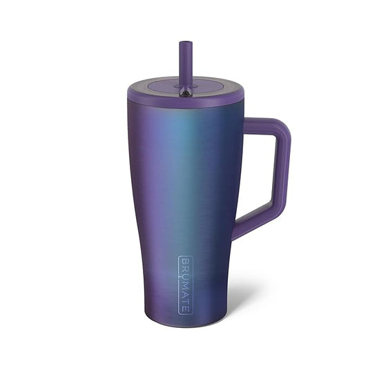 BrüMate Era 30 oz Tumbler with Handle and Straw | 100% Leakproof Insulated Water Bottle Tumbler with Lid and Flexible SoftSip Straw | Made of Stainless Steel | Cup Holder Friendly | 30oz (Dark Aura)