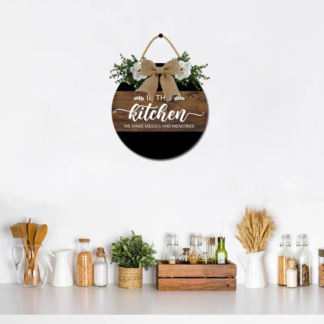 Kitchen Signs Wall Decor In this Kitchen We Make Messes and Memories Funny Dining Room Wall Decor Wood Hanging Sign Farmhouse Kitchen Dining Room Sign for Home 11inch - Image 3