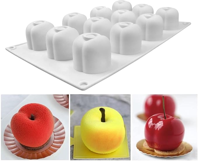 Silicone Mold Baking Pan Non-Stick Baking Pastry Chocolate Cake Dessert DIY Decoration Tools (Cherry T_11.8x6.8x0.16 inch)
