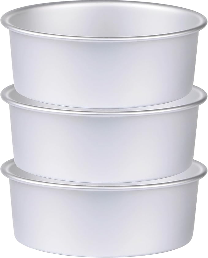 10 x 3 inch Aluminum Round Cake Pan Set of 3, Baking Pans for Layer Cakes, Heavy Duty Non-Stick, Evenly Baking Big Molds for Home Kitchen, Birthday - Tapered Sides by HomeMall
