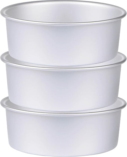 10 x 3 inch Aluminum Round Cake Pan Set of 3, Baking Pans for Layer Cakes, Heavy Duty Non-Stick, Evenly Baking Big Molds for Home Kitchen, Birthday - Tapered Sides by HomeMall