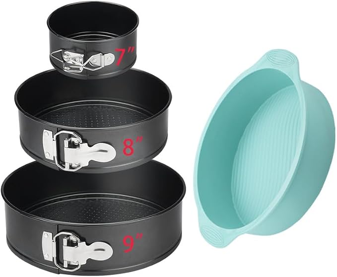 Kitchen Tools 7 8 9 "Nonstick Springform Pan Set of 3, Leakproof Cheesecake Pan with Protector, Round Cake Pans Sets for Baking with Removable Bottom A unique gift for baking enthusiasts by Unknown