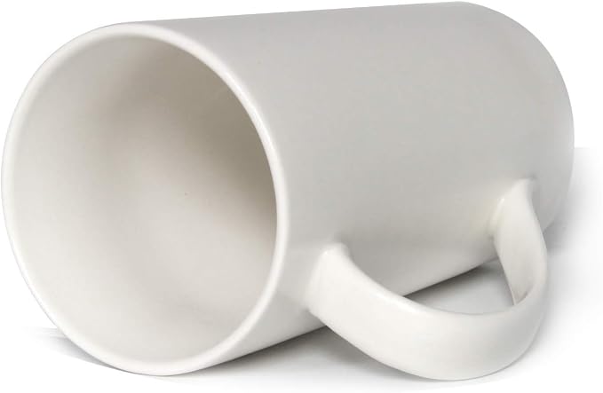 20 oz Large Coffee Mugs, M007 Tall Ceramic Cup with Handle for Dad Men, Set of 2, White - Image 3