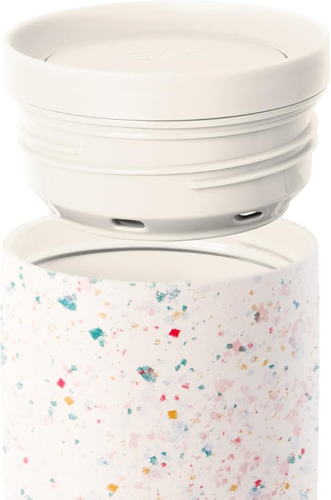 Simple Modern Insulated Travel Coffee Mug 360° Lid | 12oz | Terrazzo | Voyager Ceramic-Lined Insulated Stainless Steel Coffee Tumbler Iced Coffee Cup, Mug with Lid | Fits Cupholder, Cream Terrazzo - Image 3