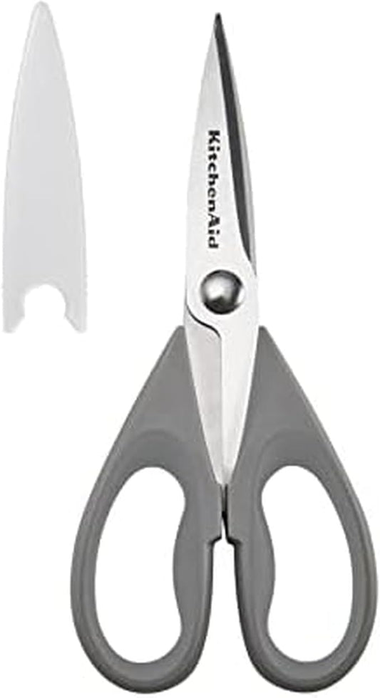 KitchenAid All Purpose Kitchen Shears with Protective Sheath Durable Stainless Steel Scissors, Dishwasher Safe, Soft Grip Comfort Handle, 8.72 Inch, Gray by Unknown