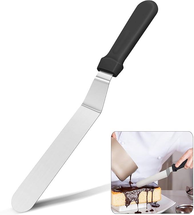 12" large Angled Icing Spatula,Lmoszuak Professional food grade stainless steel cake spatula,with Sturdy & Durable Handle Cake Spatula,Frosting smoother spatulas for cake decorating,Baking