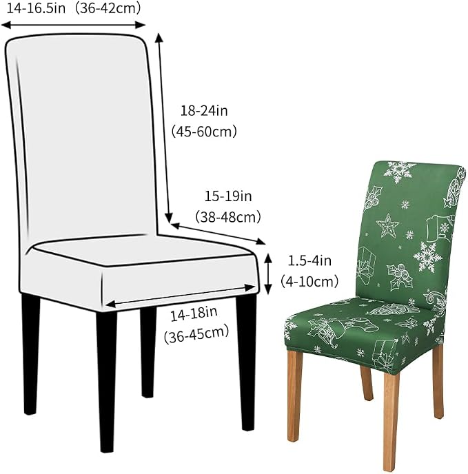 FORCHEER Chair Covers for Dining Chairs Set of 4,Christmas Deco Stretch Dining Room Chair Cover Kitchen Parsons Chair Slipcovers (Pack of 4, Christmas Deco) - Image 5