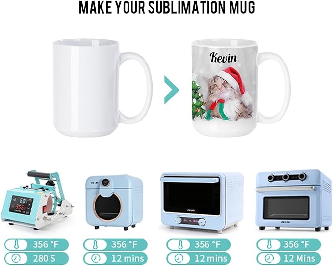 PYD Life 8 Pack Sublimation Mugs Blanks 15 OZ White Ceramic Photo Cups | Coffee Mugs with Printable Handle, for Mug Tumbler Heat Press Sublimation Oven Printing - Image 5