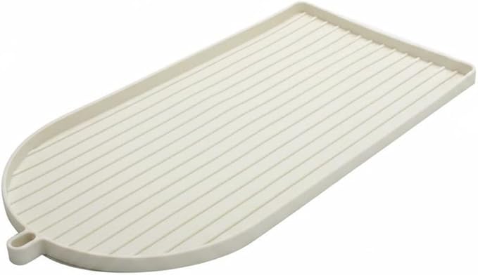 Silicone Machine Pad Coffee Station Mat Beverage Spill Tray Flexible Material Raised Lip Ribbed Drainage Suitable for Coffee Shop, Off-white by Unknown
