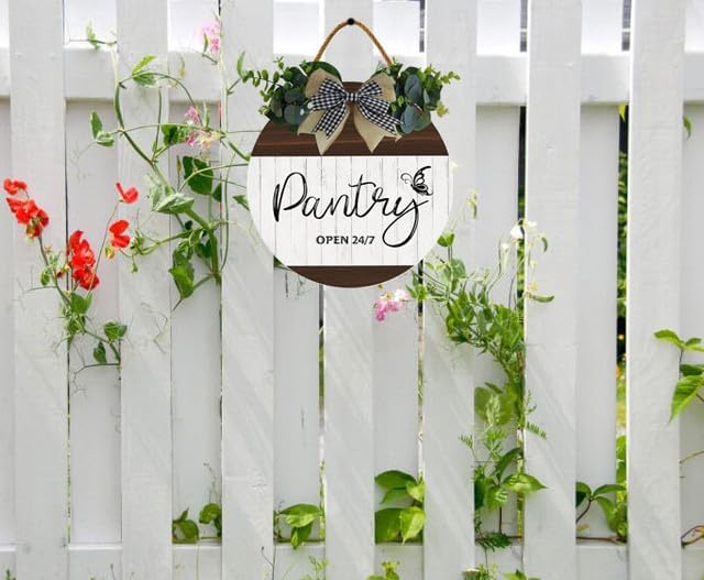 Uptell 12" Farmhouse Pantry Signs Pantry Open 24/7 Wall Door Decor Farmhouse Pantry Wall Decoration,Wood Wall Hanging Plaque Sign for Pantry Room Kitchen Decor 12 Inch - Image 6