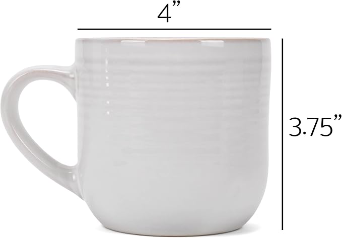 Elanze Designs Glossy Reactive Glaze Large 17 Fluid Ounce Everyday Kitchen Food Grade Ceramic Stoneware Coffee Mug Cup with Comfort Curved Handles, Set of 4, Classic White - Image 5