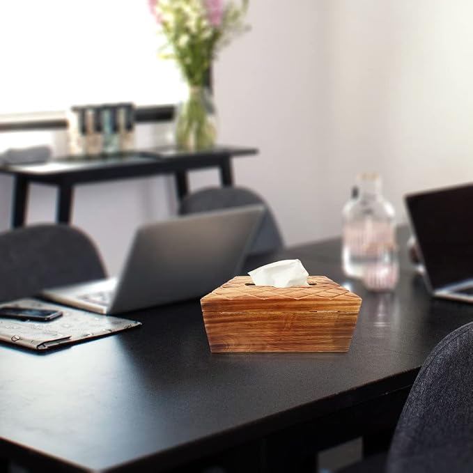 Modern Decorative Wooden Tissue Box Cover Rectangle Tall – Aesthetic Kleenex Box Holder for Kitchen, Bathroom, Office – Cute Wood Kleenex Box Covers - Image 5