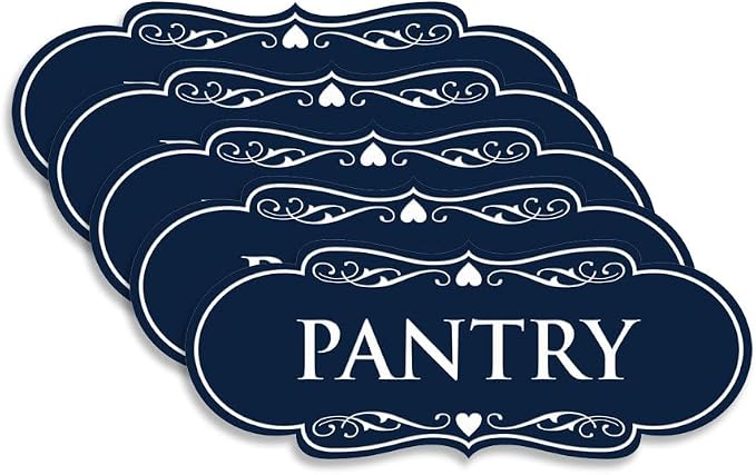 Designer Pantry Sign (Navy Blue/White) - Large (5 Pack) by SignsByLITA
