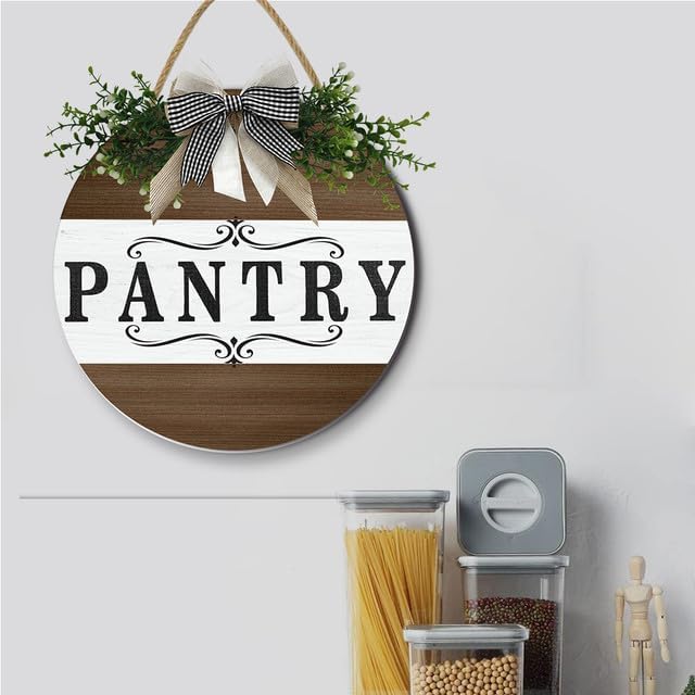 Farmhouse Pantry Signs, Rustic Pantry Room Decor Wooden Decoration with Quotes Pantry Open 24/7 Vintage Decorative Wall Plaque for Home 11" - Image 2