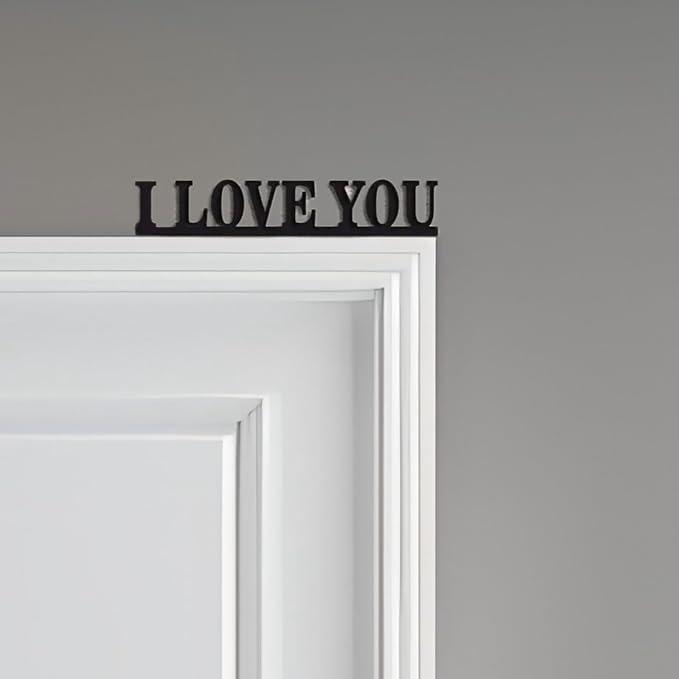 2025 New Year Gift - Cute Metal Door Topper Love You Bye Over Door Frame Decor Corner Sign Black Ornaments Wood Decorations Funny Christmas (I Love You) - Image 2