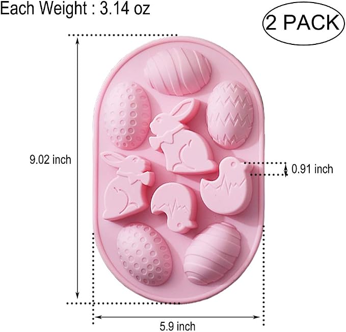 2Pack Easter Rabbit Bunny Egg Silicone Molds, 3D Easter-theme Baking Mould Tray DIY Baking Tool for Chocolate Cake Dessert Candy Mousse Pastry Soap - Image 2