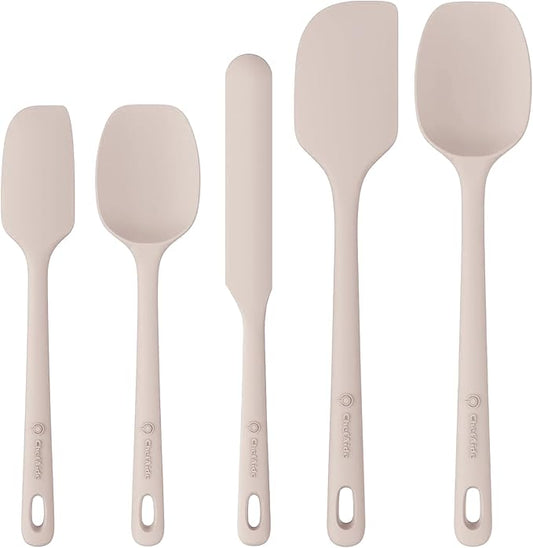 ChefAide 5 Pieces Silicone Spatula Set, Food Grade Rubber Spatula, Upgrade Strong Handle with Ergonomic Grip, Heat Resistant Up to 600°F for Nonstick Cookware, Cooking by ChefAide