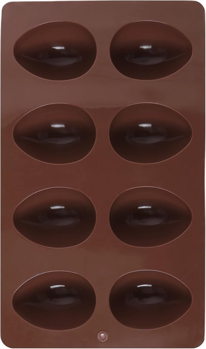 1 Pack Silicone Egg Molds 8 Cavity Easter Silicone Candy Mold 3D Egg-Shaped Silicone Baking Mold for Chocolate, Jello, Mini Cakes, DIY Desserts, Candy, Ice, Pudding, Baking (1, Dark Brown) by Unknown