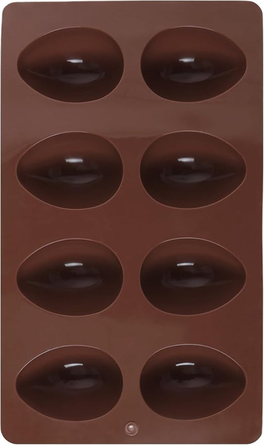 1 Pack Silicone Egg Molds 8 Cavity Easter Silicone Candy Mold 3D Egg-Shaped Silicone Baking Mold for Chocolate, Jello, Mini Cakes, DIY Desserts, Candy, Ice, Pudding, Baking (1, Dark Brown) by Unknown